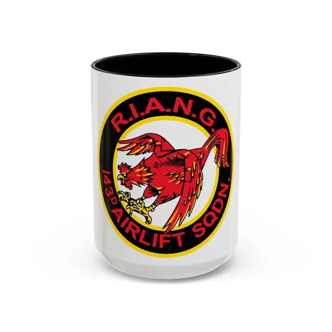 R.I.A.N.G. 143rd Airlift Sq (U.S. Air Force) Accent Coffee Mug 15oz Black - Go Mug Yourself
