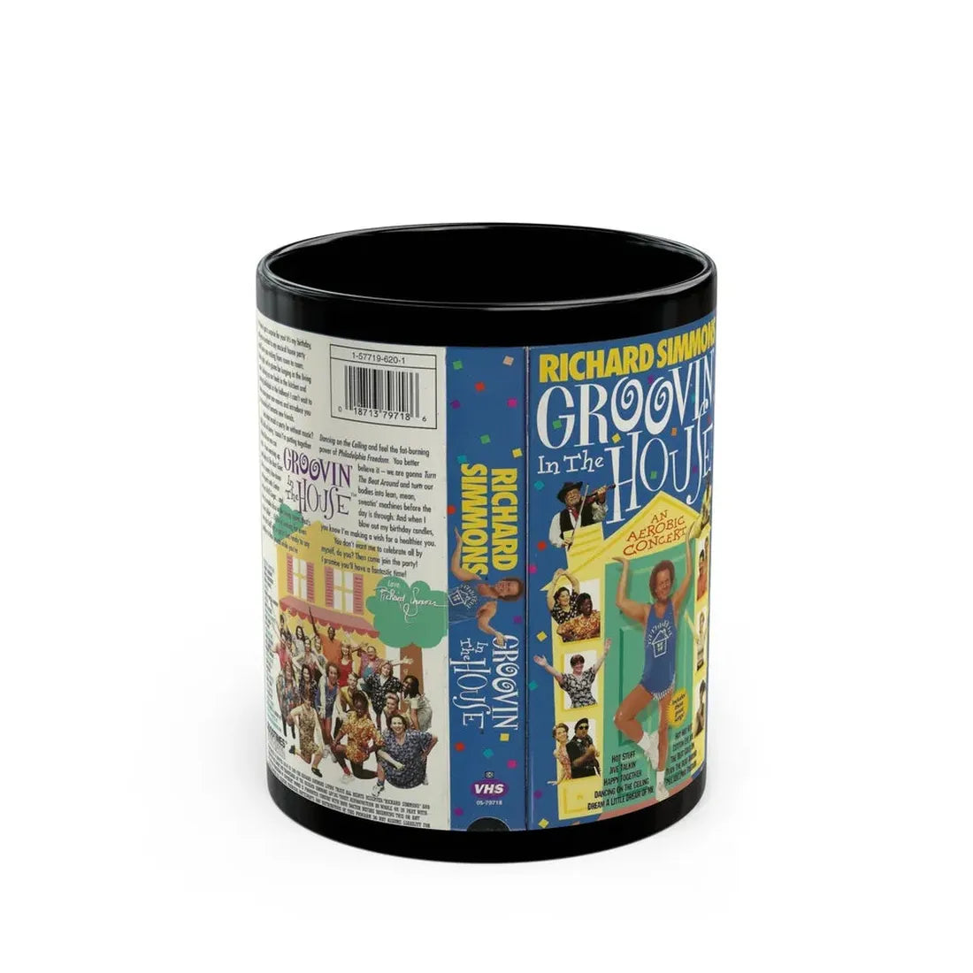 RICHARD SIMMONS GROOVIN IN THE HOUSE (VHS COVER) - Black Coffee Mug 11oz - Go Mug Yourself