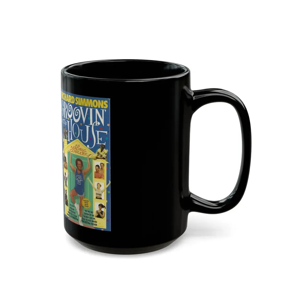 RICHARD SIMMONS GROOVIN IN THE HOUSE (VHS COVER) - Black Coffee Mug - Go Mug Yourself