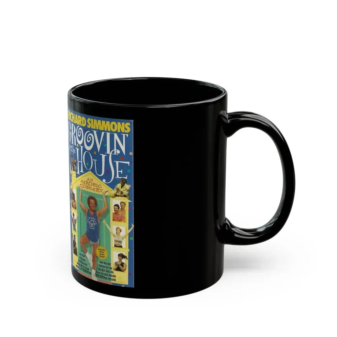 RICHARD SIMMONS GROOVIN IN THE HOUSE (VHS COVER) - Black Coffee Mug - Go Mug Yourself