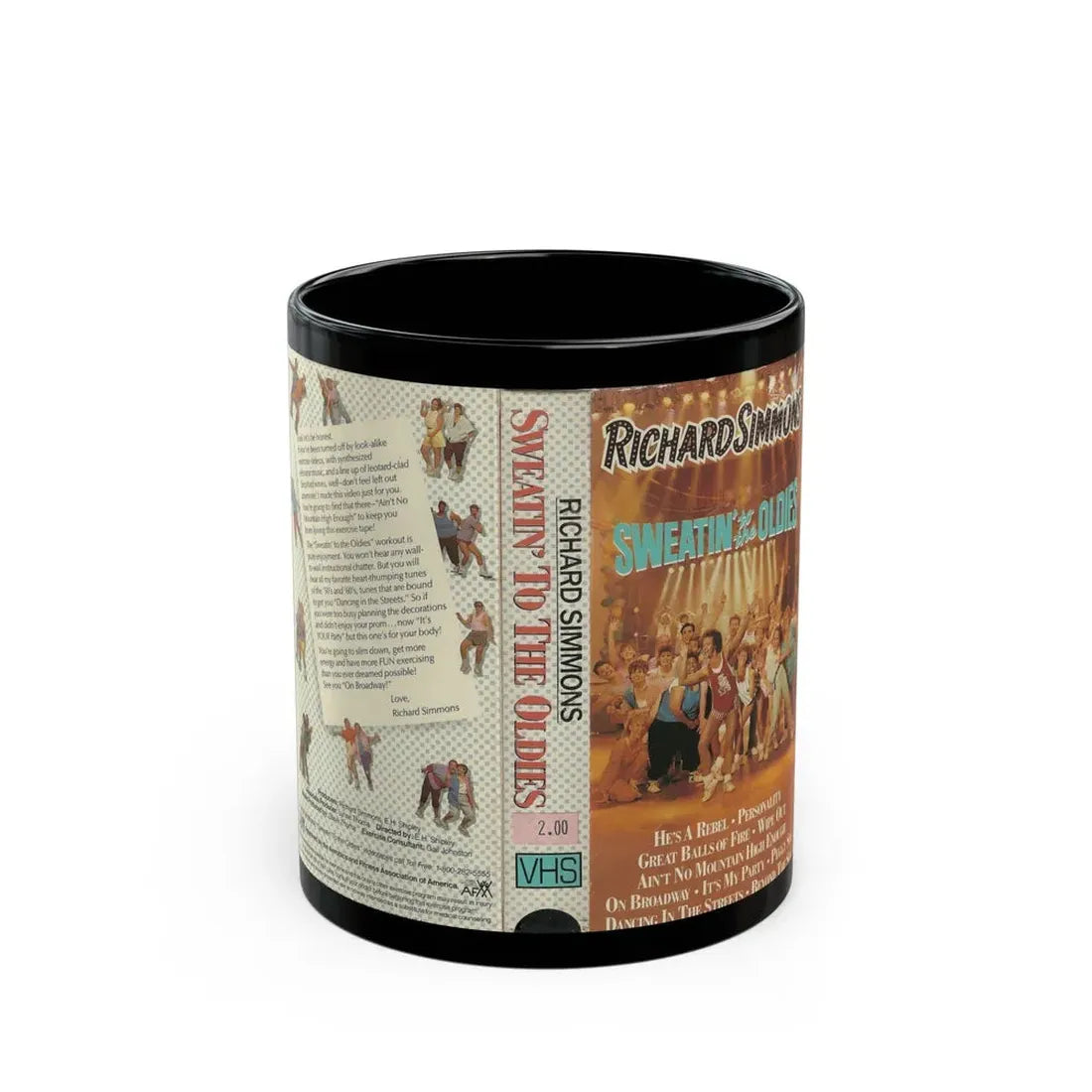 RICHARD SIMMONS SWEATIN TO THE OLDIES (VHS COVER) - Black Coffee Mug 11oz - Go Mug Yourself