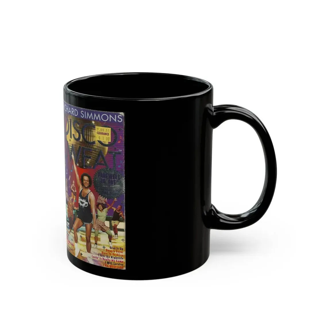 RICHARD SIMONS DISCO SWEAT (VHS COVER) - Black Coffee Mug - Go Mug Yourself