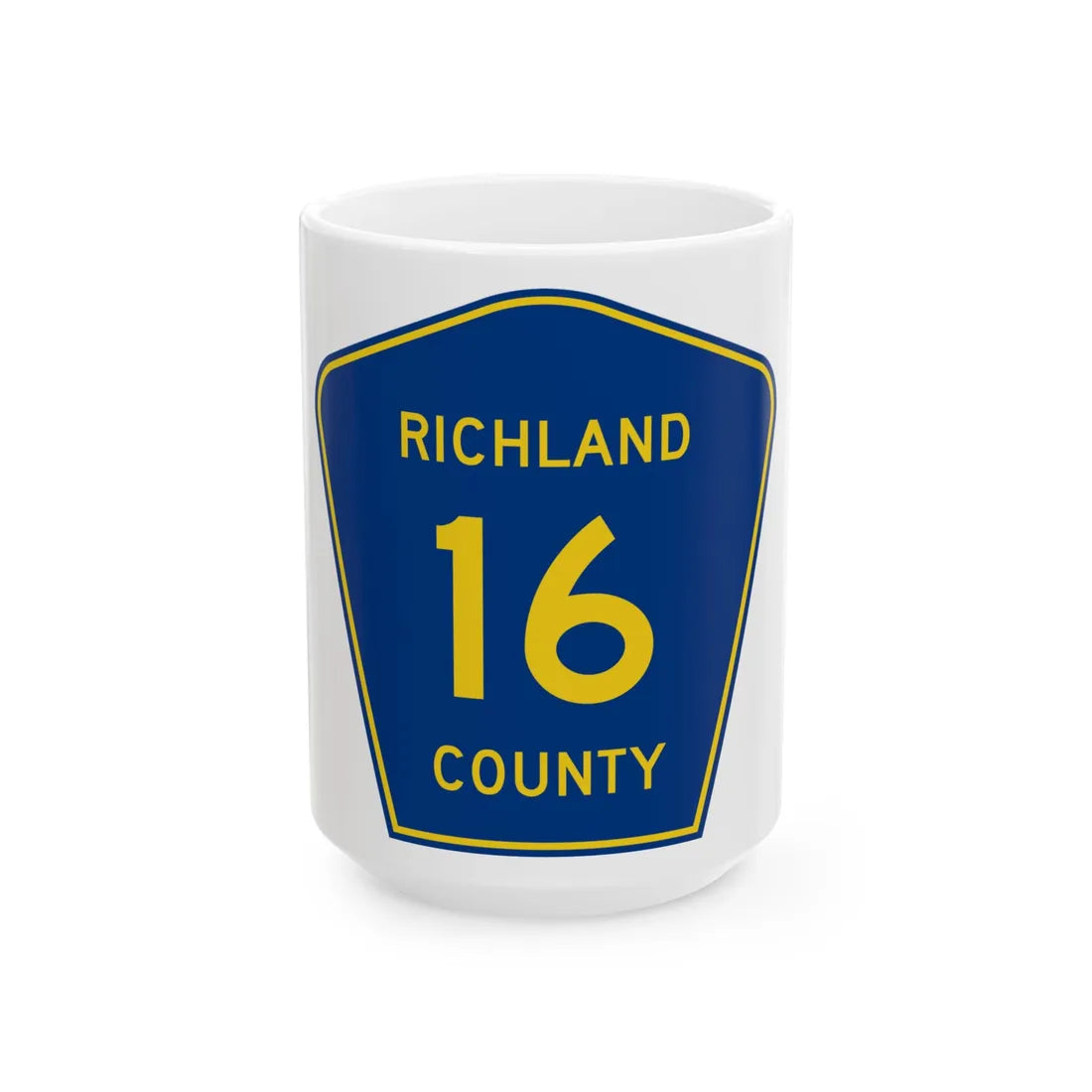 Richland County Route 16 ND (North Dakota) (Road Sign) White Coffee Mug 15oz - Go Mug Yourself