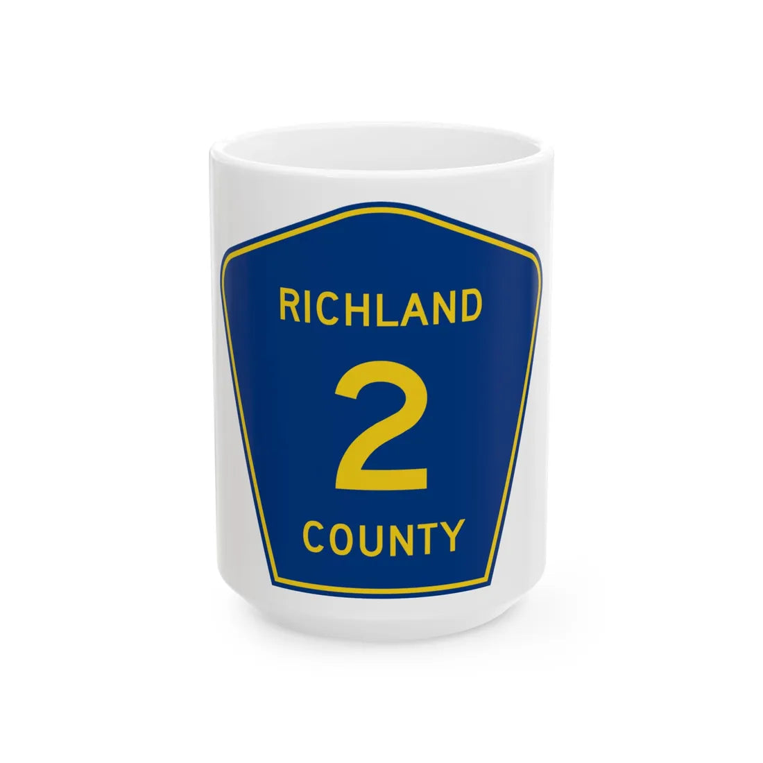 Richland County Route 2 ND (North Dakota) (Road Sign) White Coffee Mug 15oz - Go Mug Yourself