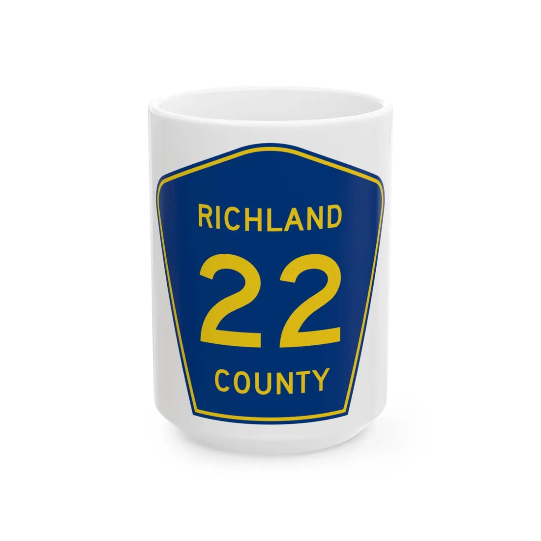 Richland County Route 22 ND (North Dakota) (Road Sign) White Coffee Mug 15oz - Go Mug Yourself