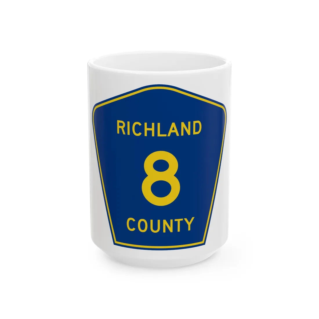 Richland County Route 8 ND (North Dakota) (Road Sign) White Coffee Mug 15oz - Go Mug Yourself