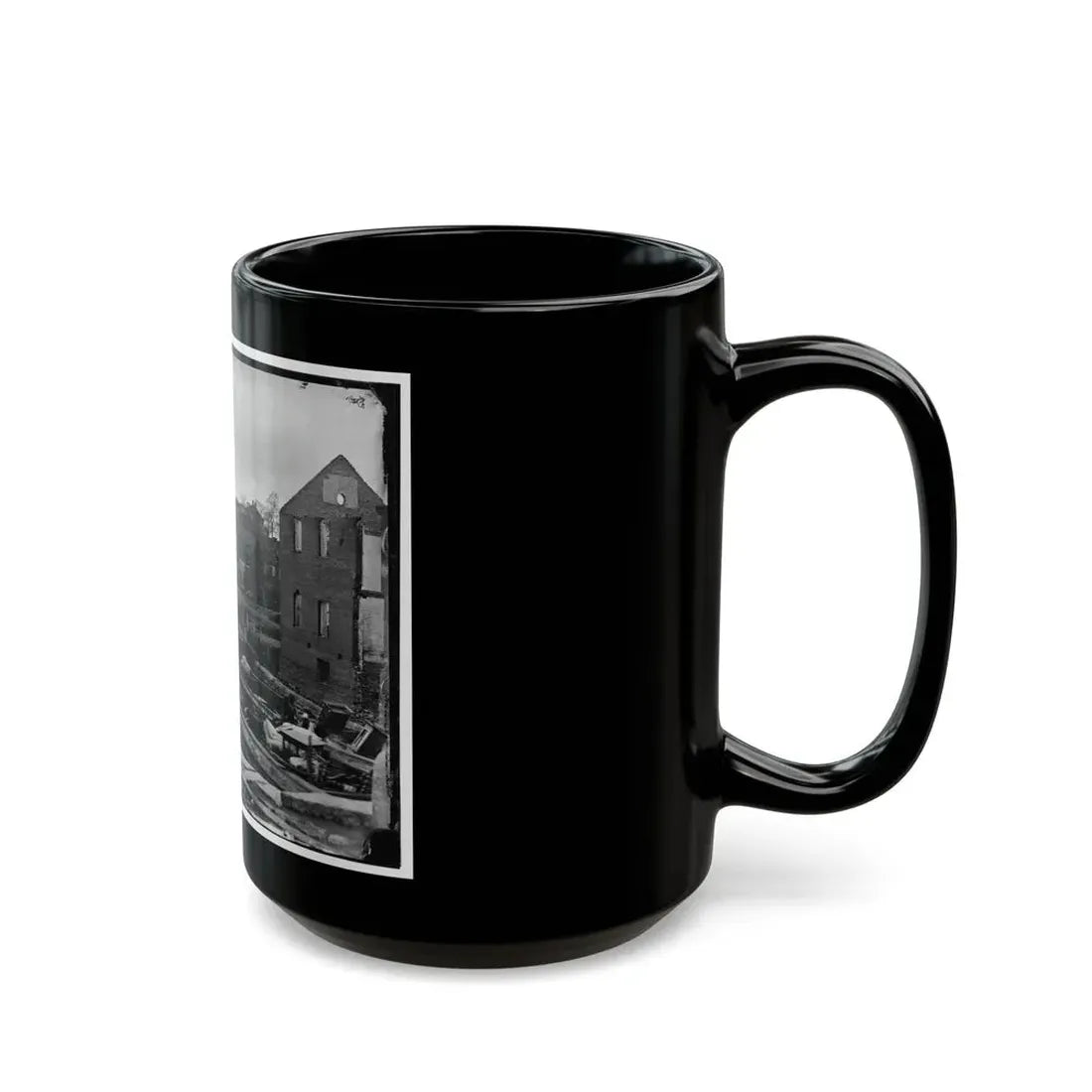 Richmond, Va. Barges With African Americans On The Canal; Ruined Buildings Beyond (U.S. Civil War) Black Coffee Mug - Go Mug Yourself