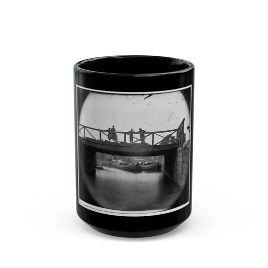 Richmond, Va. Bridge Over The Canal; Barges Beyond (U.S. Civil War) Black Coffee Mug 15oz - Go Mug Yourself