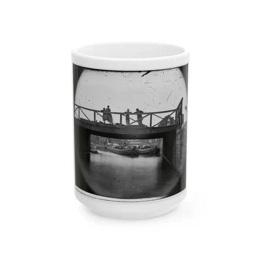 Richmond, Va. Bridge Over The Canal; Barges Beyond (U.S. Civil War) White Coffee Mug 15oz - Go Mug Yourself