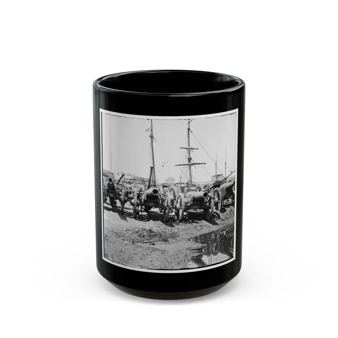 Richmond, Va. Captured Siege Guns At Rocketts; Different View 002 (U.S. Civil War) Black Coffee Mug 15oz - Go Mug Yourself