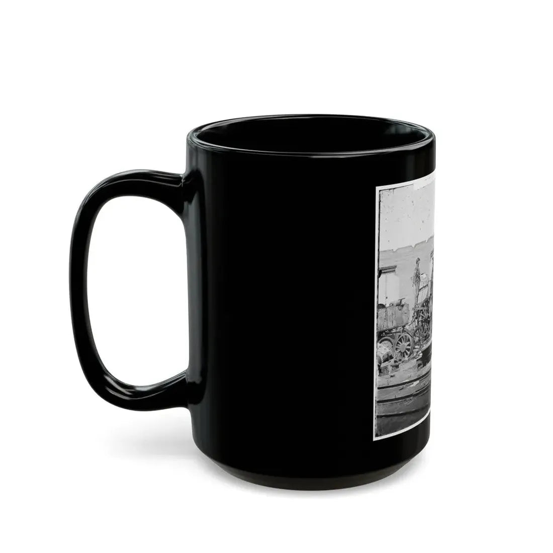 Richmond, Va. Crippled Locomotive, Richmond & Petersburg Railroad Depot (U.S. Civil War) Black Coffee Mug - Go Mug Yourself