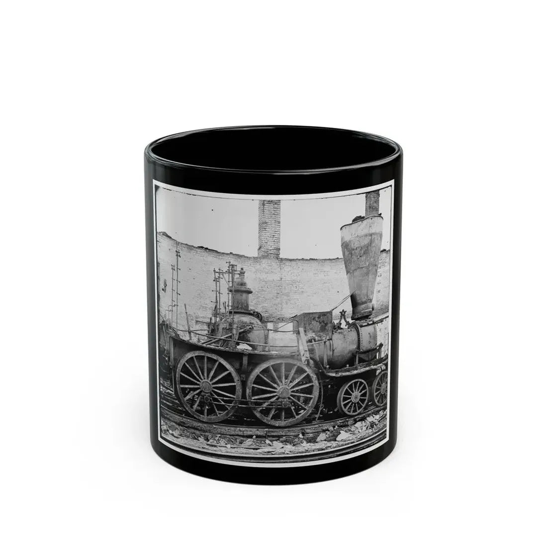 Richmond, Va. Damaged Locomotives (U.S. Civil War) Black Coffee Mug 11oz - Go Mug Yourself