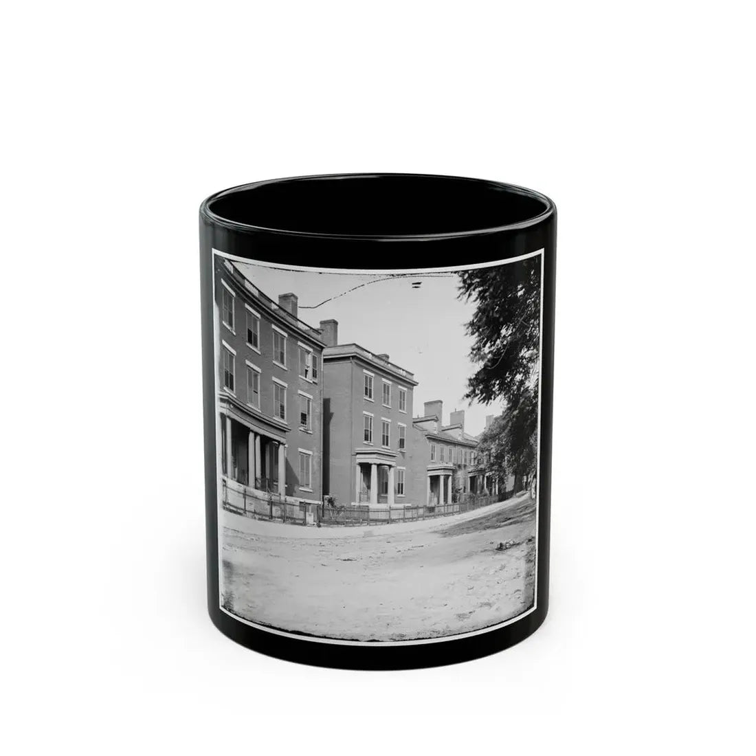Richmond, Va. Franklin Street, Including The Residence Of Gen. Robert E. Lee (Second From Left) (U.S. Civil War) Black Coffee Mug 11oz - Go Mug Yourself