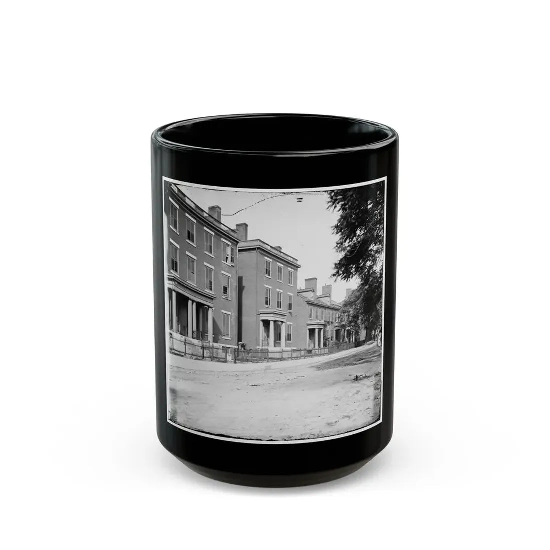 Richmond, Va. Franklin Street, Including The Residence Of Gen. Robert E. Lee (Second From Left) (U.S. Civil War) Black Coffee Mug 15oz - Go Mug Yourself