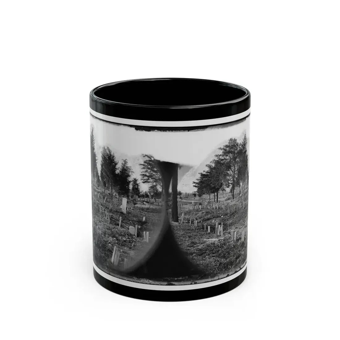 Richmond, Va. Graves Of Confederate Soldiers In Oakwood Cemetery, With Board Markers (U.S. Civil War) Black Coffee Mug 11oz - Go Mug Yourself