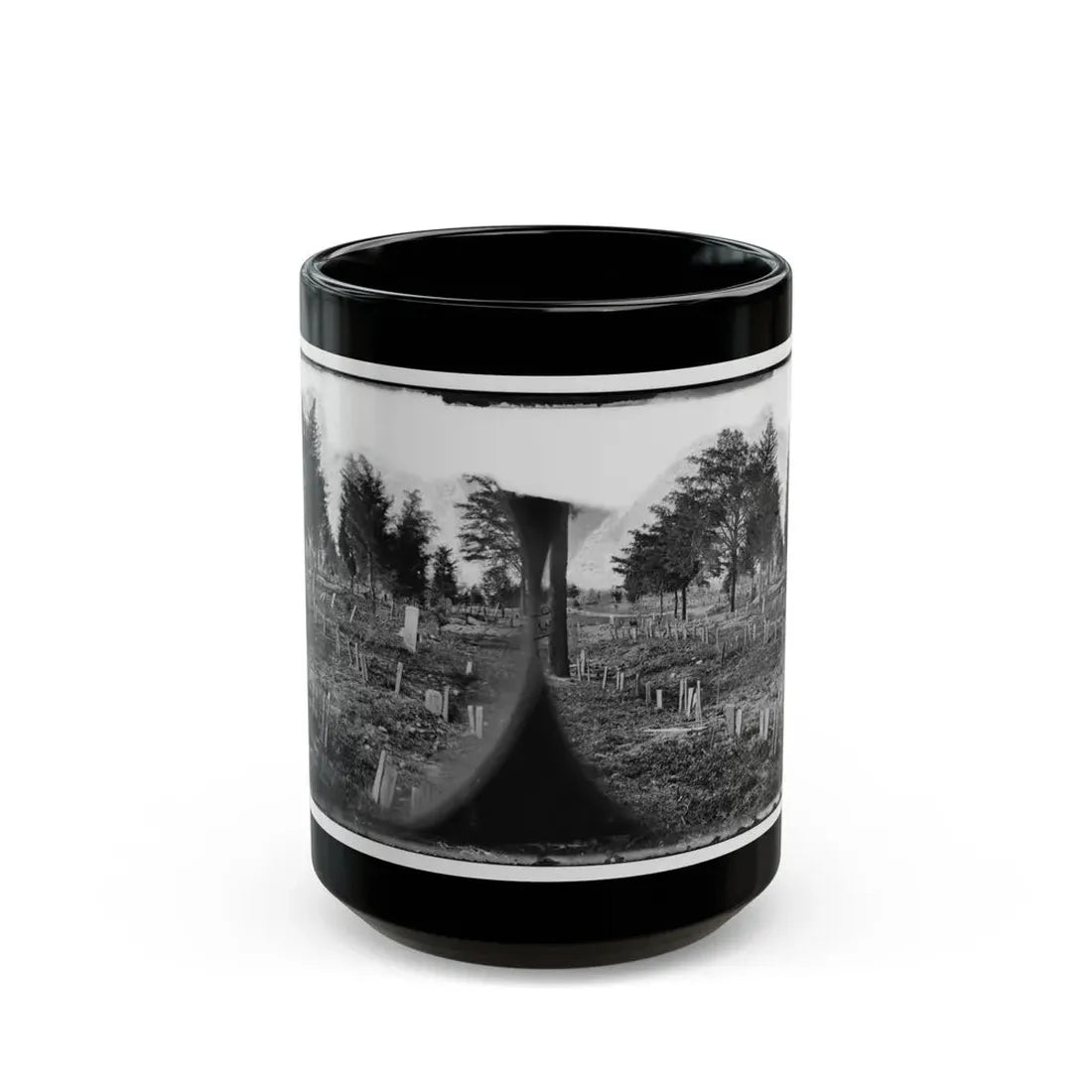 Richmond, Va. Graves Of Confederate Soldiers In Oakwood Cemetery, With Board Markers (U.S. Civil War) Black Coffee Mug 15oz - Go Mug Yourself