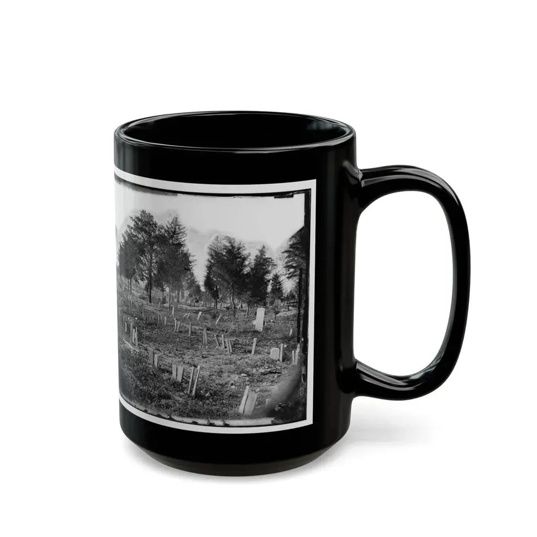Richmond, Va. Graves Of Confederate Soldiers In Oakwood Cemetery, With Board Markers (U.S. Civil War) Black Coffee Mug - Go Mug Yourself