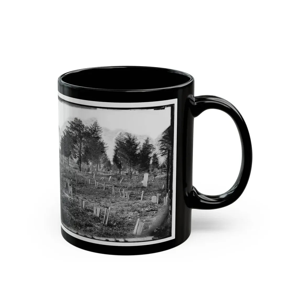 Richmond, Va. Graves Of Confederate Soldiers In Oakwood Cemetery, With Board Markers (U.S. Civil War) Black Coffee Mug - Go Mug Yourself
