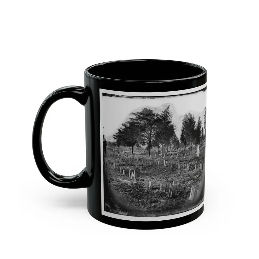 Richmond, Va. Graves Of Confederate Soldiers In Oakwood Cemetery, With Board Markers (U.S. Civil War) Black Coffee Mug - Go Mug Yourself