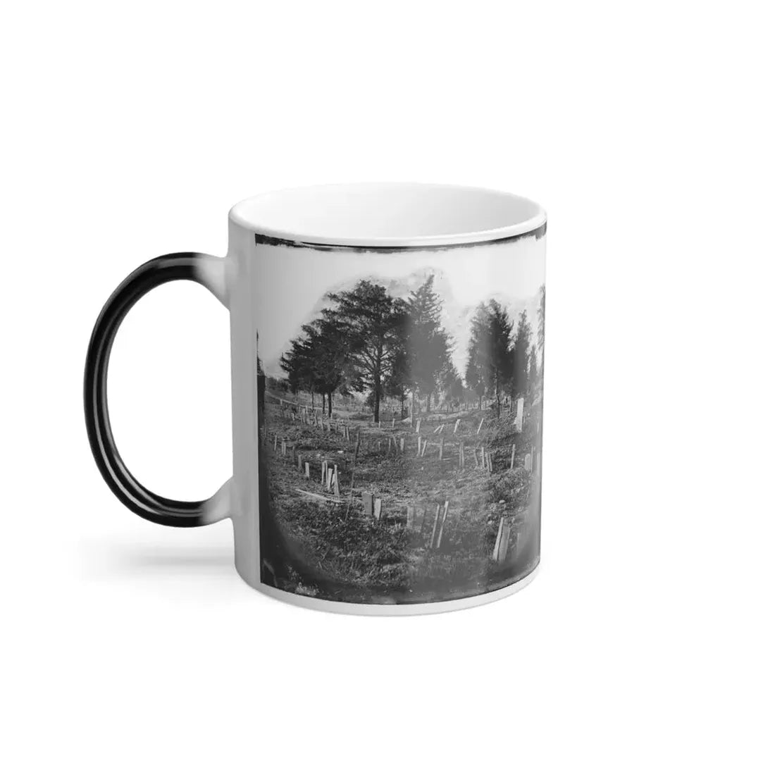Richmond, Va. Graves of Confederate Soldiers in Oakwood Cemetery, With Board Markers (U.S. Civil War) Color Changing Coffee Mug 11oz - Go Mug Yourself