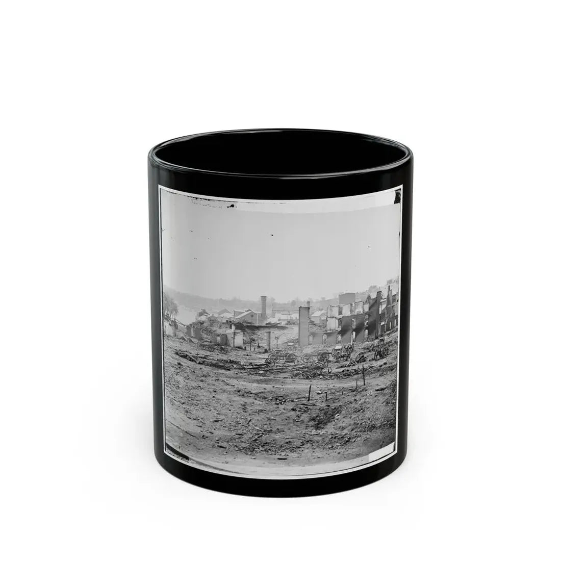 Richmond, Va. Guns And Ruined Buildings Near The Tredegar Iron Works (U.S. Civil War) Black Coffee Mug 11oz - Go Mug Yourself