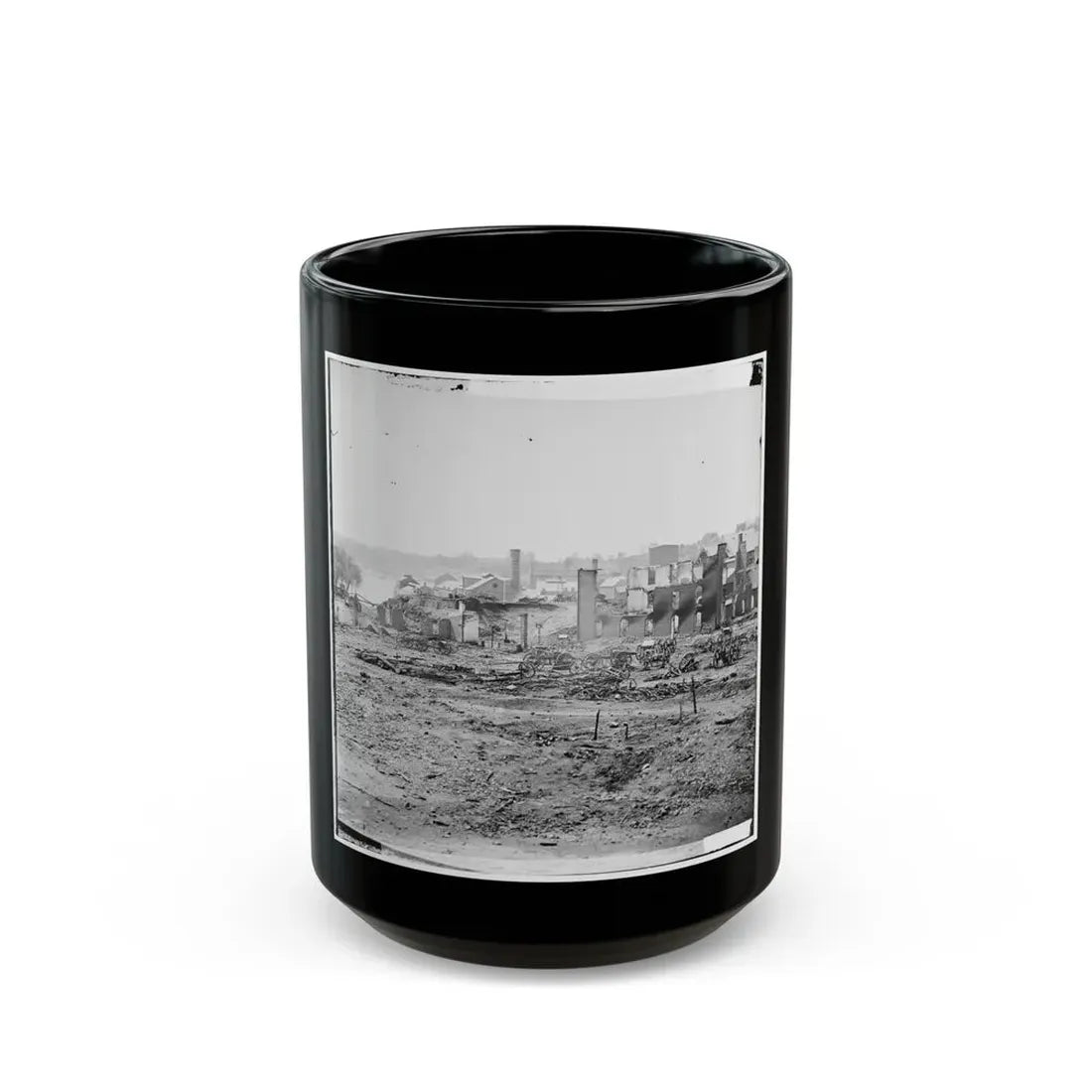 Richmond, Va. Guns And Ruined Buildings Near The Tredegar Iron Works (U.S. Civil War) Black Coffee Mug 15oz - Go Mug Yourself