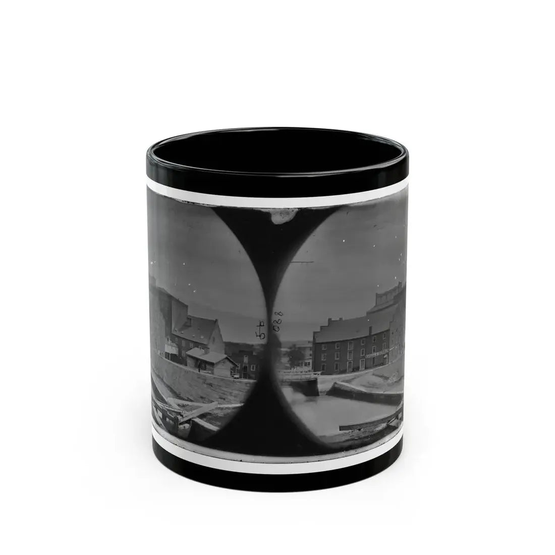 Richmond, Va. Haxall & Crenshaw's Flour Mill; Canal Lock In Foreground (U.S. Civil War) Black Coffee Mug 11oz - Go Mug Yourself
