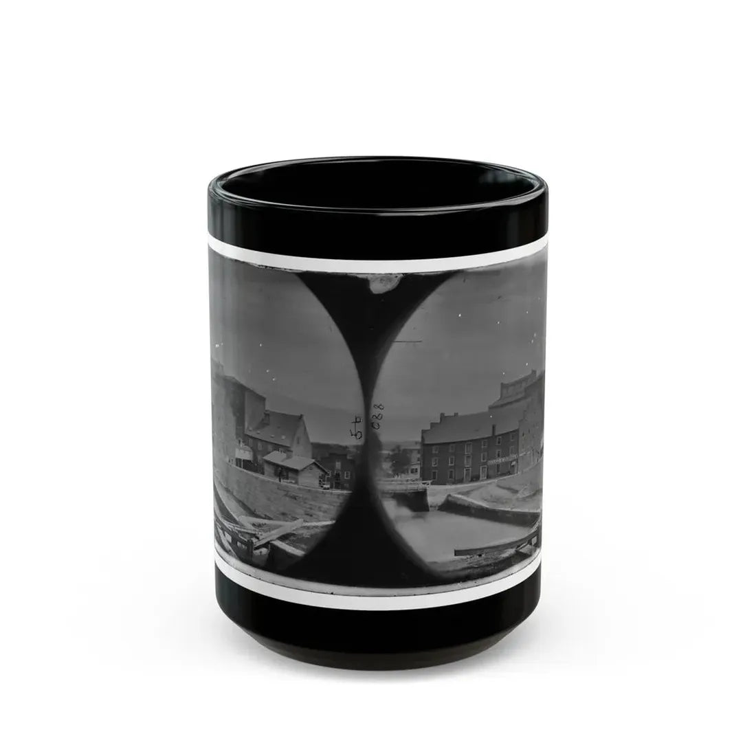 Richmond, Va. Haxall & Crenshaw's Flour Mill; Canal Lock In Foreground (U.S. Civil War) Black Coffee Mug 15oz - Go Mug Yourself