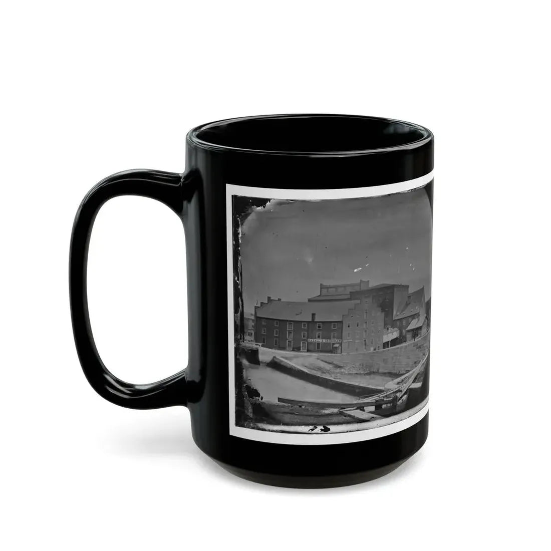 Richmond, Va. Haxall & Crenshaw's Flour Mill; Canal Lock In Foreground (U.S. Civil War) Black Coffee Mug - Go Mug Yourself