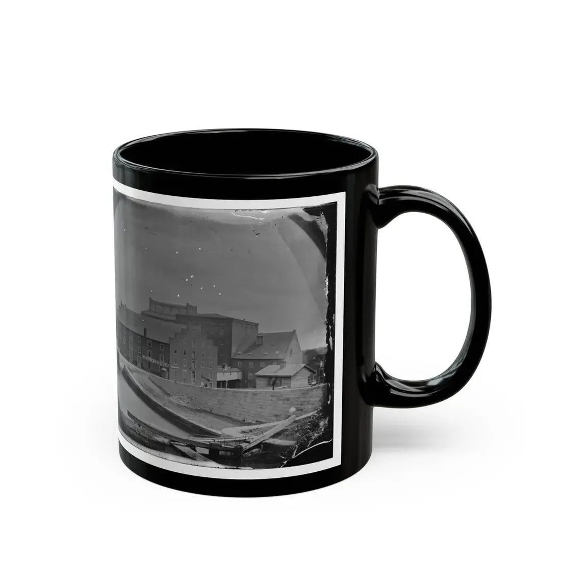Richmond, Va. Haxall & Crenshaw's Flour Mill; Canal Lock In Foreground (U.S. Civil War) Black Coffee Mug - Go Mug Yourself