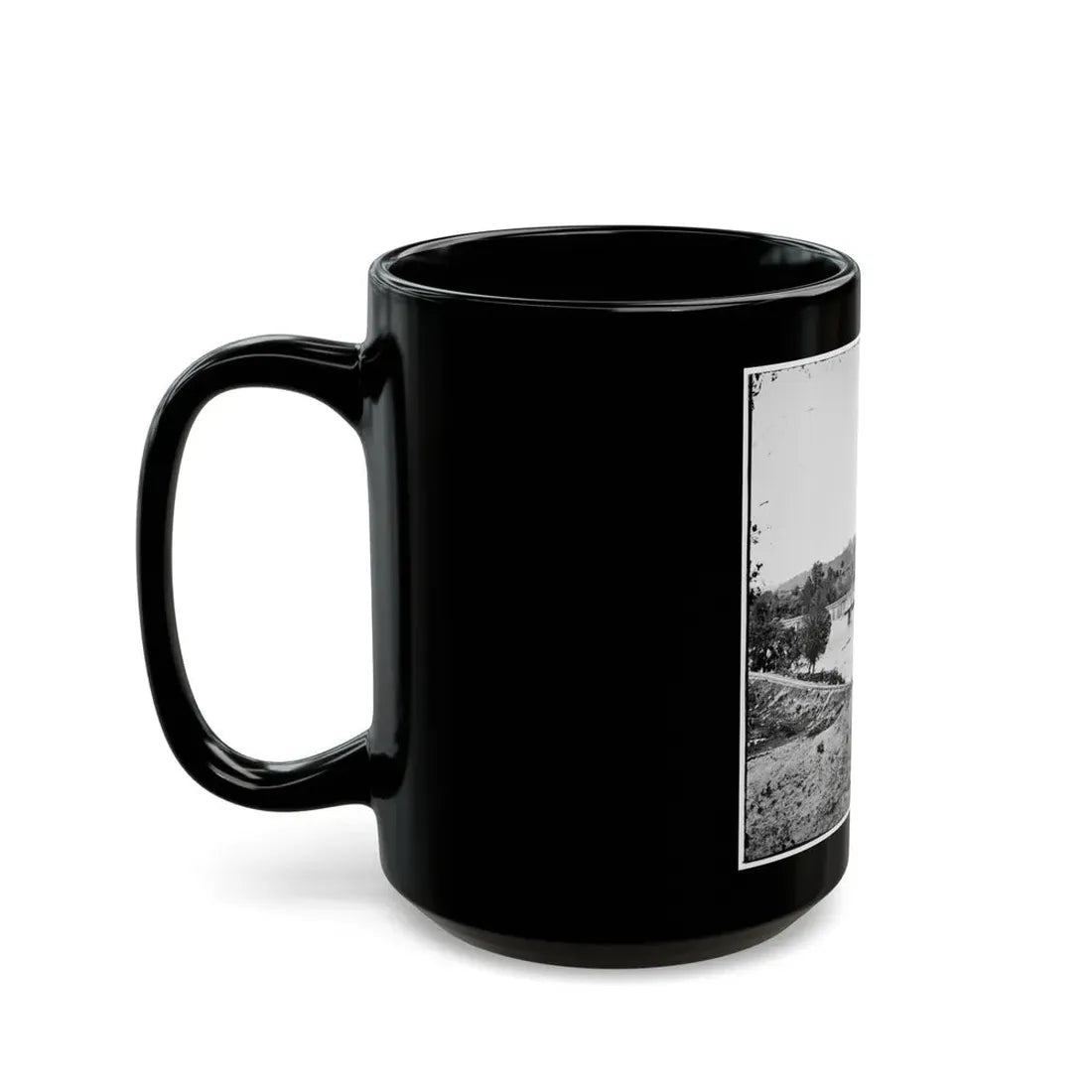 Richmond, Va. Railroad Bridge And Old Dominion Iron And Nail Works On Belle Isle (U.S. Civil War) Black Coffee Mug - Go Mug Yourself