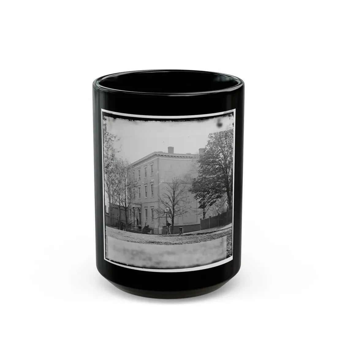Richmond, Va. Residence Of Jefferson Davis (1201 East Clay Street); A Closer View (U.S. Civil War) Black Coffee Mug 15oz - Go Mug Yourself
