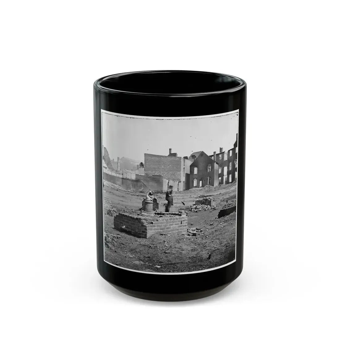 Richmond, Va. Ruined Buildings In The Burned District; Another View (U.S. Civil War) Black Coffee Mug 15oz - Go Mug Yourself