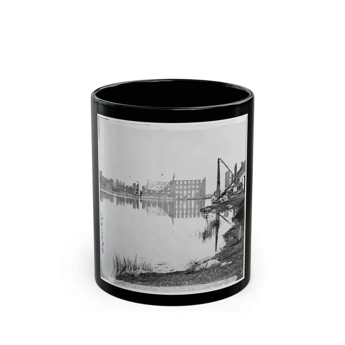 Richmond, Va. Ruined Buildings On Banks Of The Canal Basin (U.S. Civil War) Black Coffee Mug 11oz - Go Mug Yourself
