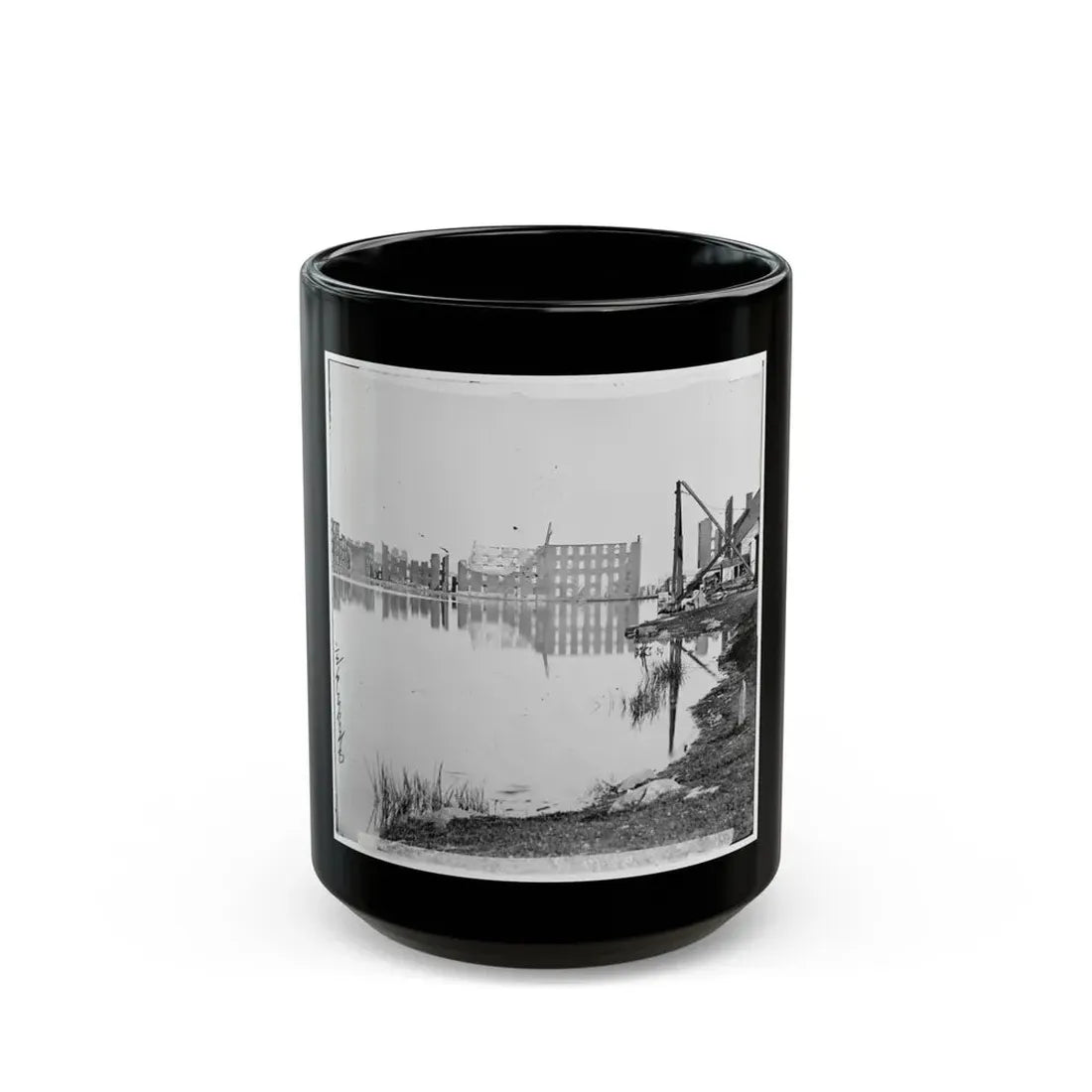 Richmond, Va. Ruined Buildings On Banks Of The Canal Basin (U.S. Civil War) Black Coffee Mug 15oz - Go Mug Yourself