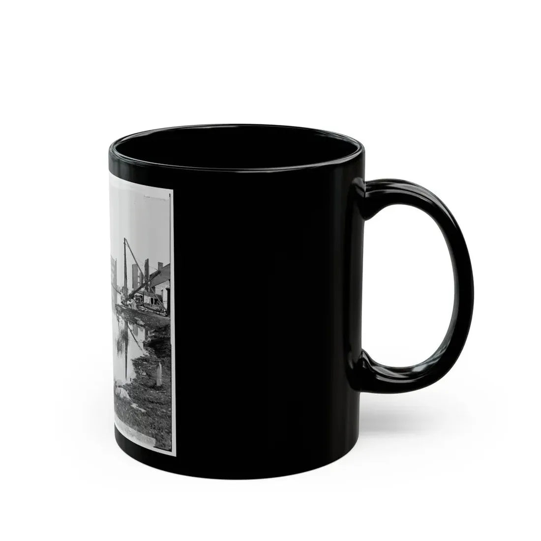 Richmond, Va. Ruined Buildings On Banks Of The Canal Basin (U.S. Civil War) Black Coffee Mug - Go Mug Yourself