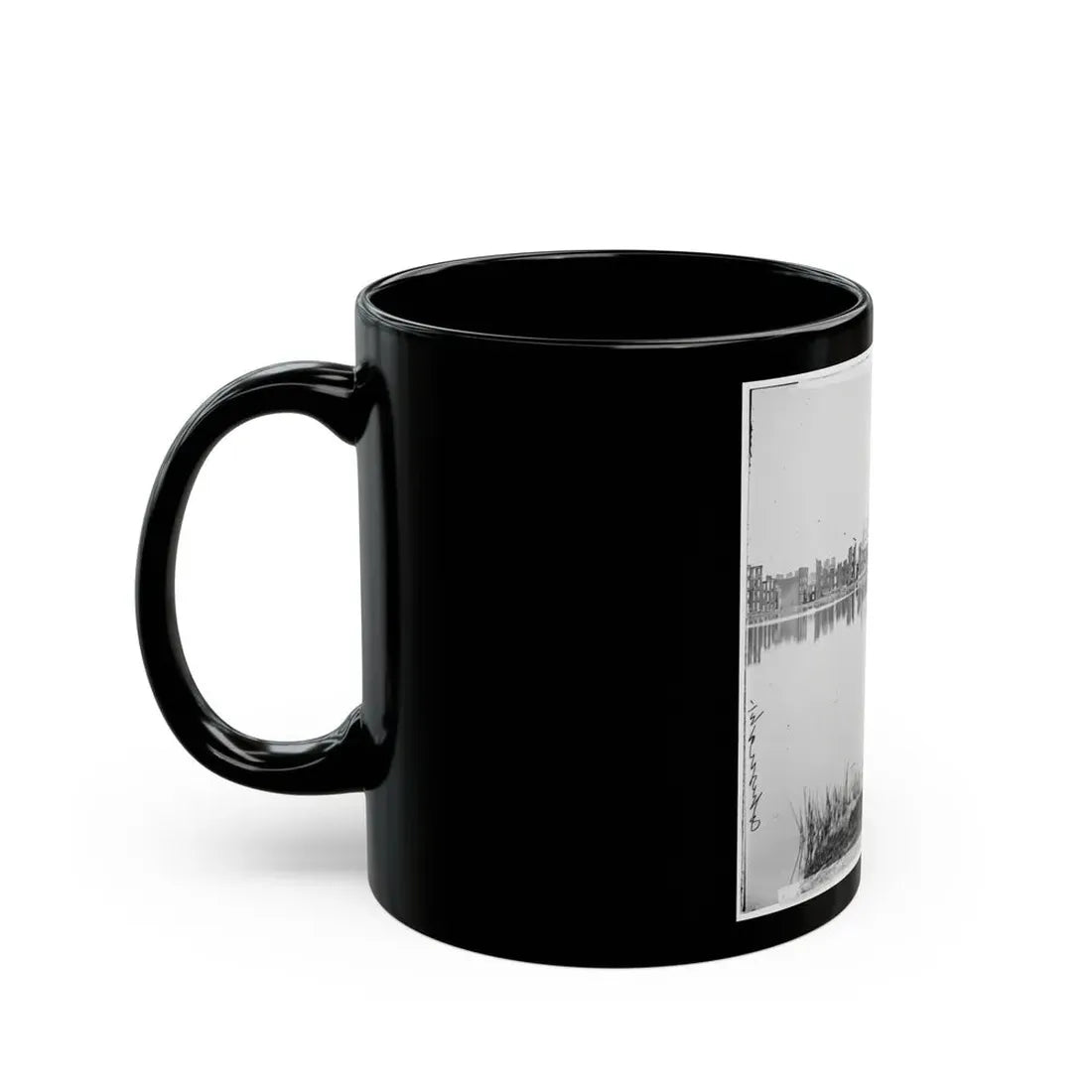 Richmond, Va. Ruined Buildings On Banks Of The Canal Basin (U.S. Civil War) Black Coffee Mug - Go Mug Yourself