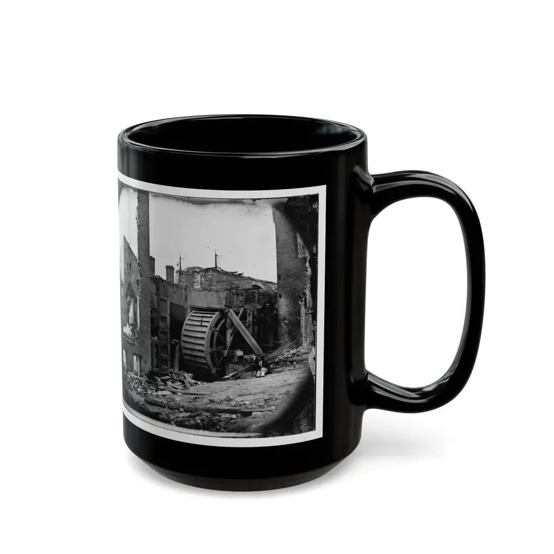 Richmond, Va. Ruins Of Paper Mill With Water-Wheel; Another View (U.S. Civil War) Black Coffee Mug - Go Mug Yourself