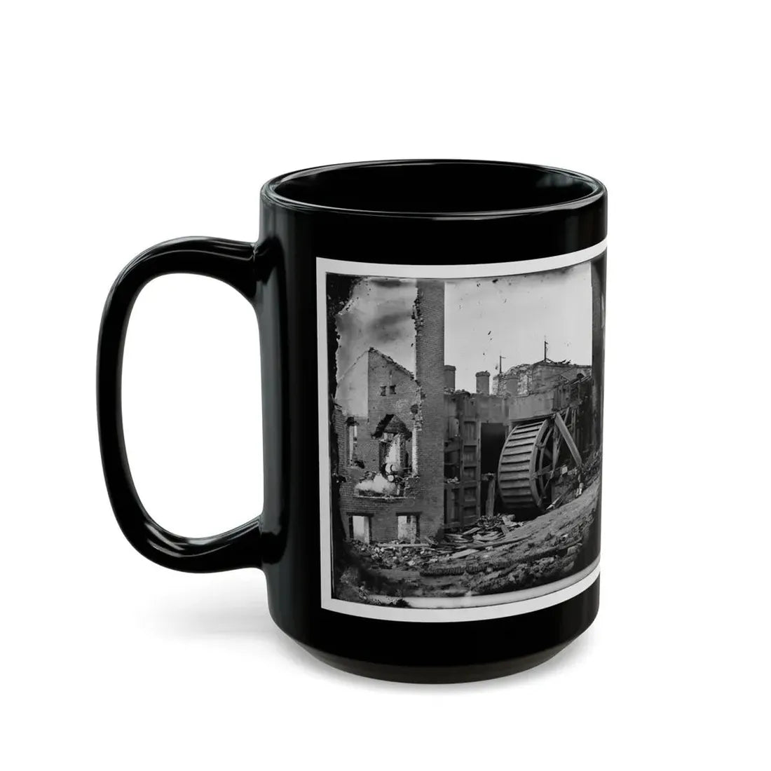 Richmond, Va. Ruins Of Paper Mill With Water-Wheel; Another View (U.S. Civil War) Black Coffee Mug - Go Mug Yourself