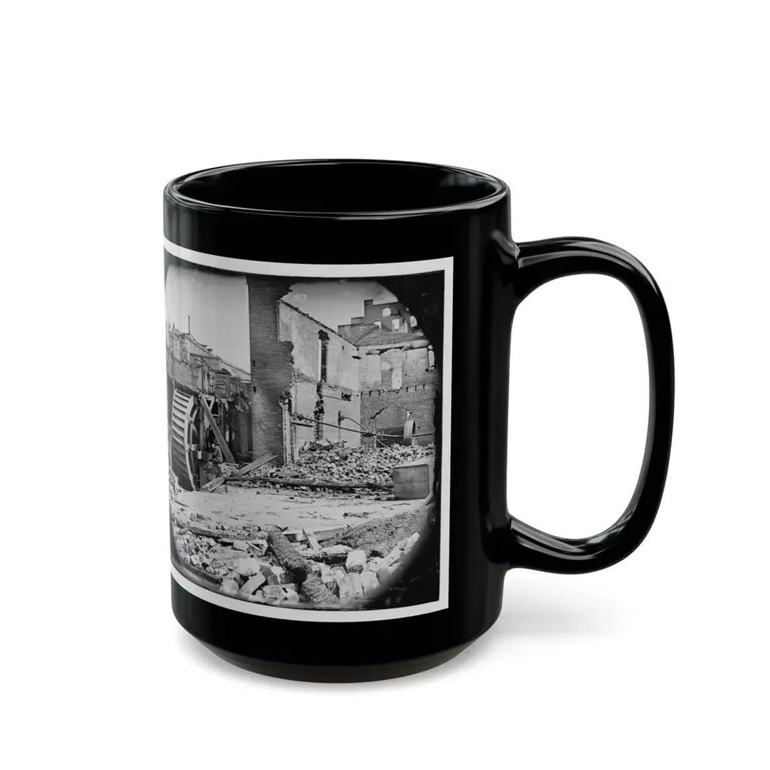 Richmond, Va. Ruins Of Paper Mill With Water-Wheel (U.S. Civil War) Black Coffee Mug - Go Mug Yourself