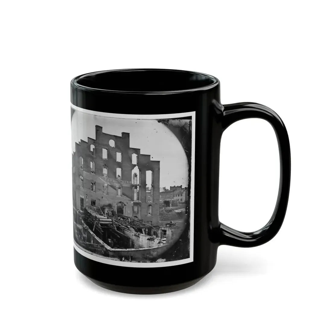 Richmond, Va. Ruins Of Paper Mill; Wrecked Paper-Making Machinery In Foreground (U.S. Civil War) Black Coffee Mug - Go Mug Yourself