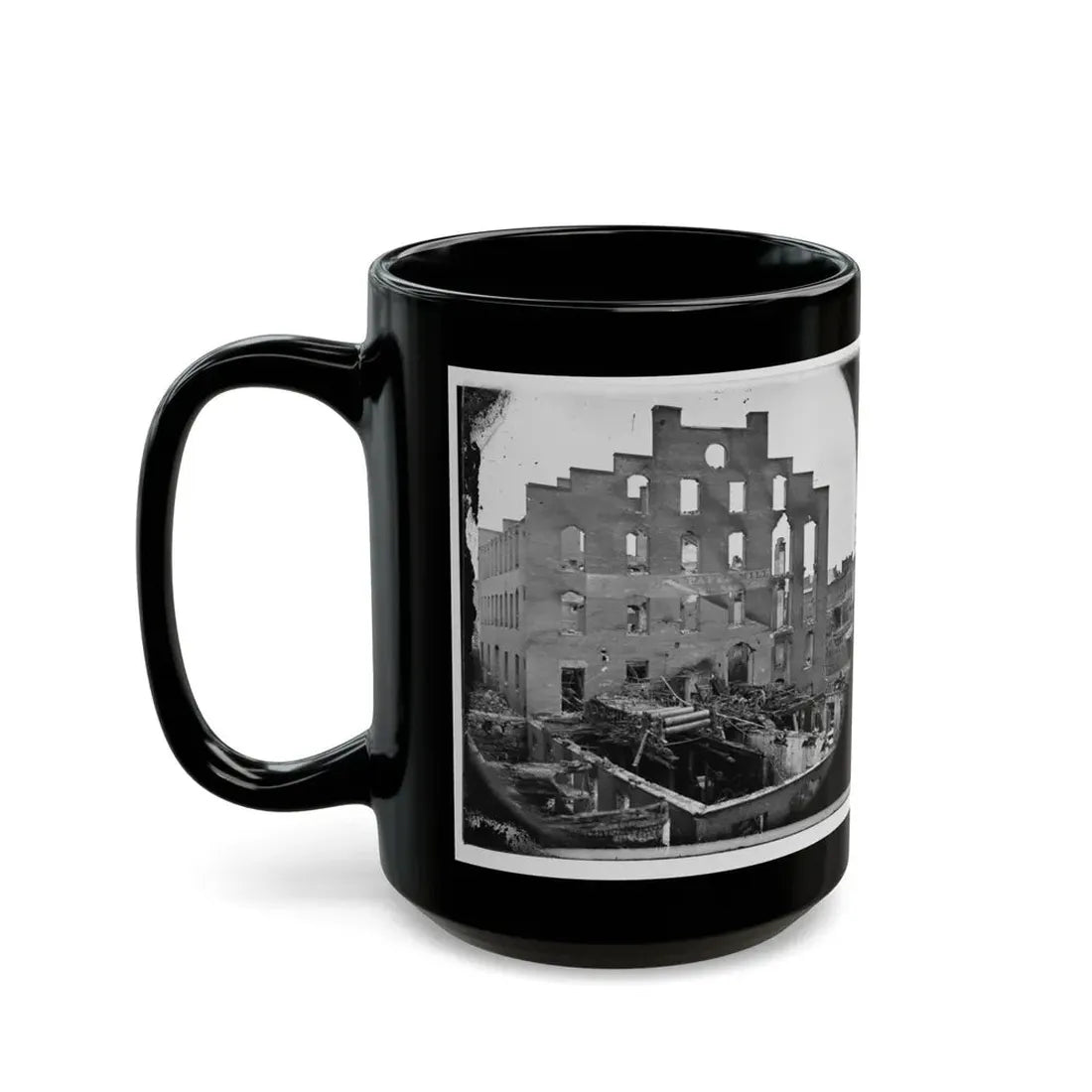 Richmond, Va. Ruins Of Paper Mill; Wrecked Paper-Making Machinery In Foreground (U.S. Civil War) Black Coffee Mug - Go Mug Yourself