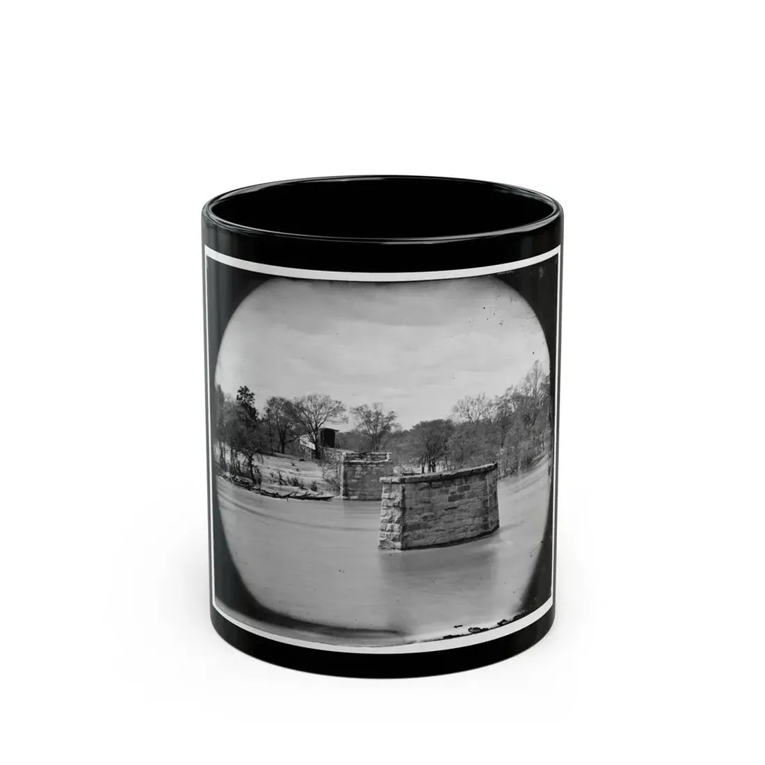 Richmond, Va. Ruins Of Richmond & Danville Railroad Bridge; The City Beyond (U.S. Civil War) Black Coffee Mug 11oz - Go Mug Yourself