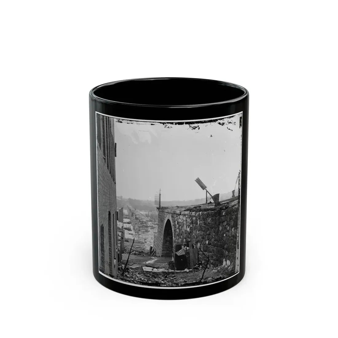 Richmond, Va. Ruins Of Richmond & Petersburg Railroad Bridge (U.S. Civil War) Black Coffee Mug 11oz - Go Mug Yourself