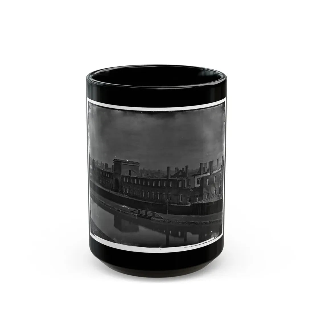 Richmond, Va. Ruins Of State Arsenal From The Canal (U.S. Civil War) Black Coffee Mug 15oz - Go Mug Yourself