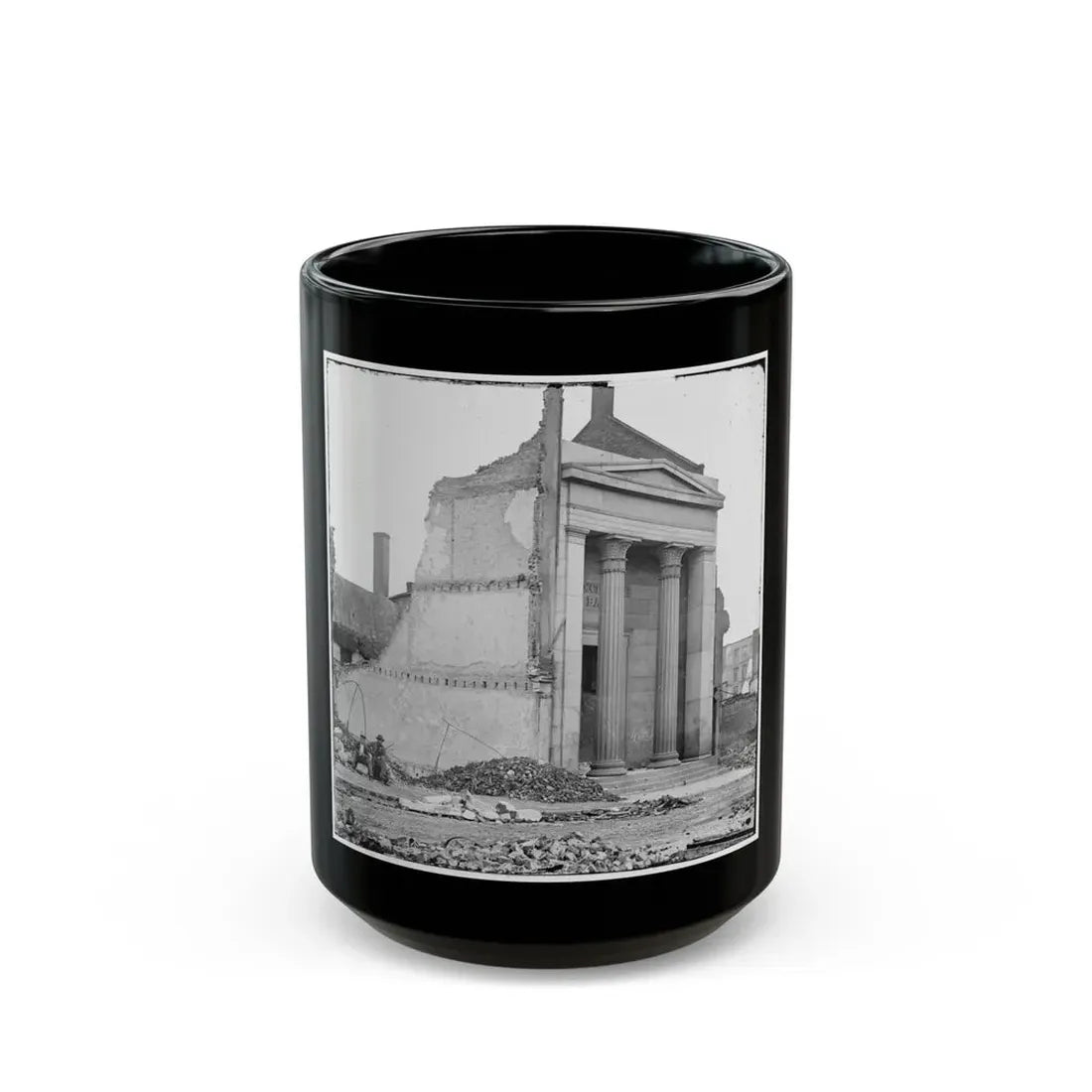 Richmond, Va. Ruins Of The Exchange Bank (Main Street) With The Facade Nearly Intact (U.S. Civil War) Black Coffee Mug 15oz - Go Mug Yourself