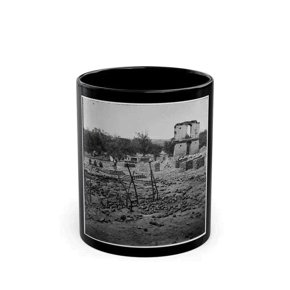 Richmond, Va. Stacked And Scattered Ammunition Near The State Arsenal (U.S. Civil War) Black Coffee Mug 11oz - Go Mug Yourself