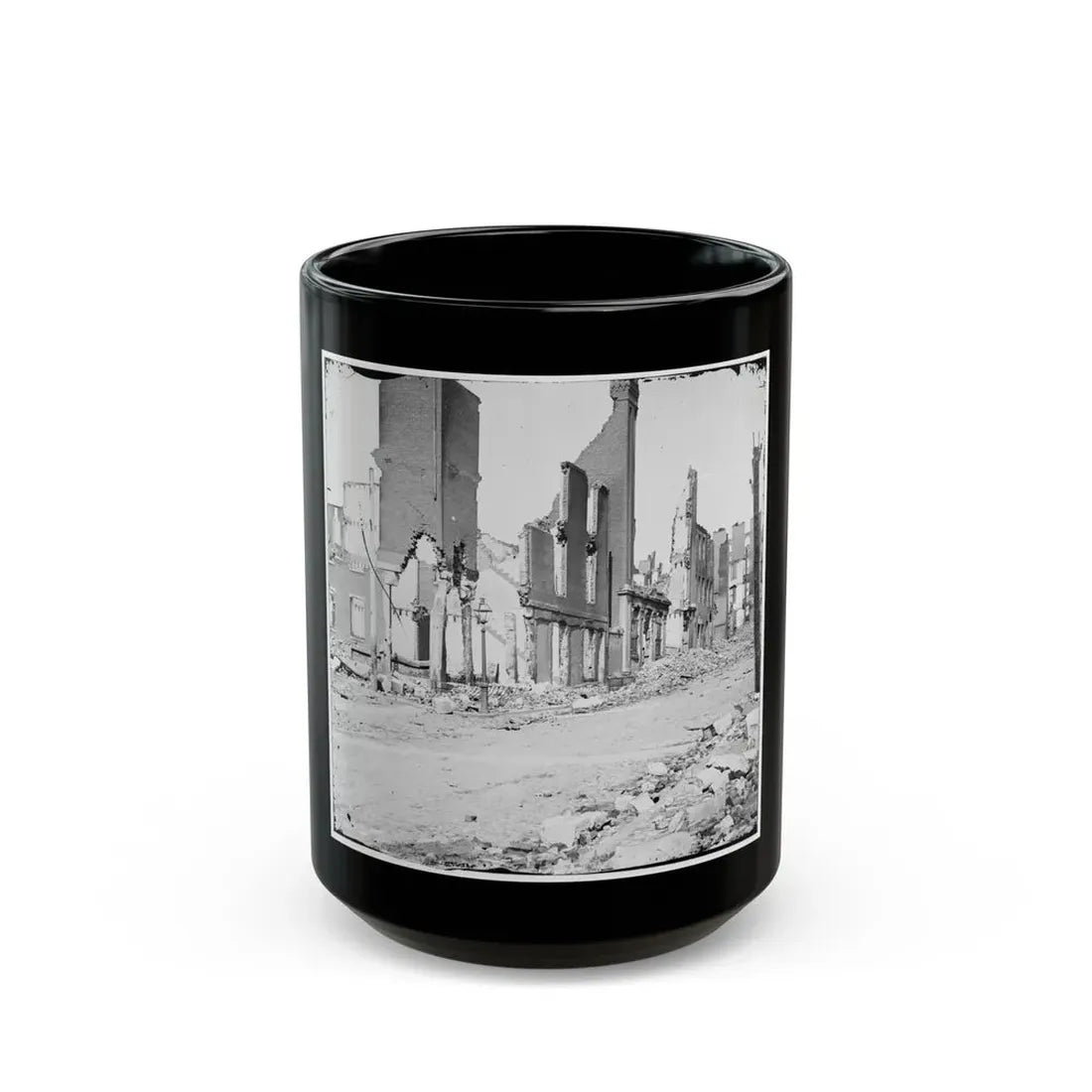 Richmond, Va. Street In The Burned District (U.S. Civil War) Black Coffee Mug 15oz - Go Mug Yourself