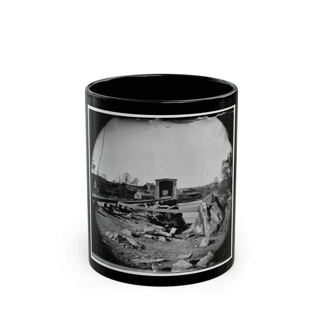 Richmond, Va. The Belle Isle Railroad Bridge (Covered) From The South Bank (U.S. Civil War) Black Coffee Mug 11oz - Go Mug Yourself