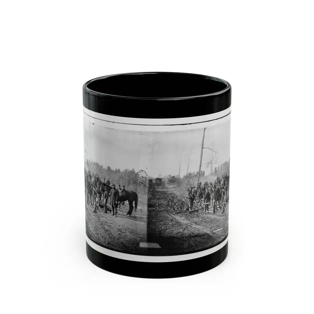 Richmond, Va., Vicinity. Engineers Building Corduroy Road (U.S. Civil War) Black Coffee Mug 11oz - Go Mug Yourself